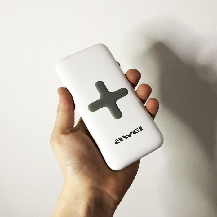 Power Bank AWEI P98K (Бездротова зарядка) 8000 mAh. Колір білий