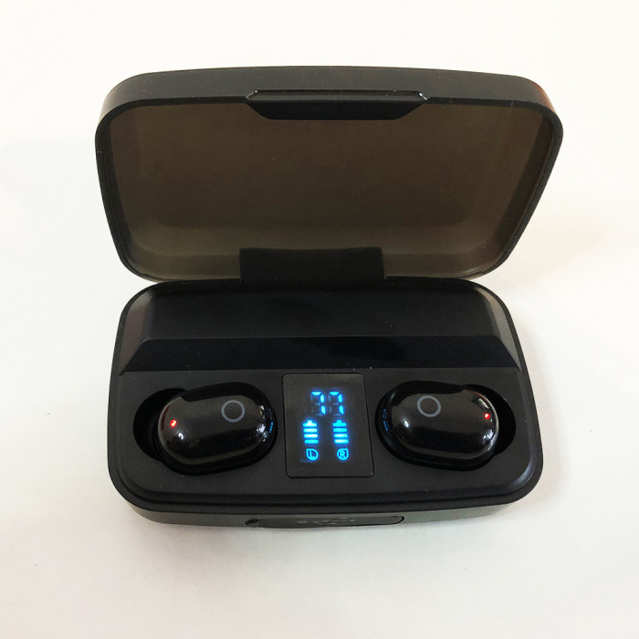 Bluetooth стерео навушники бездротові з боксом для зарядки Air J16 TWS Original. Колір чорний