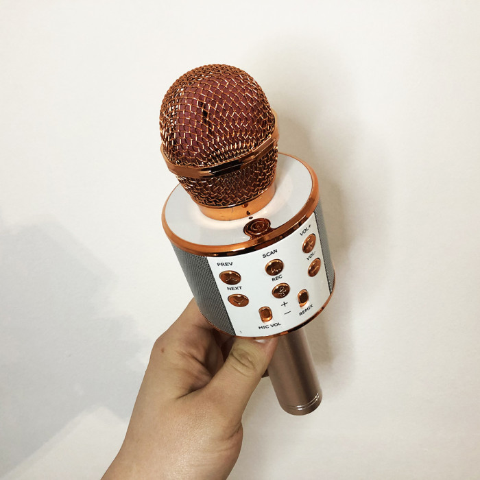 Безпровідний мікрофон для караоке WS-858 WSTER. Колір: рожеве золото