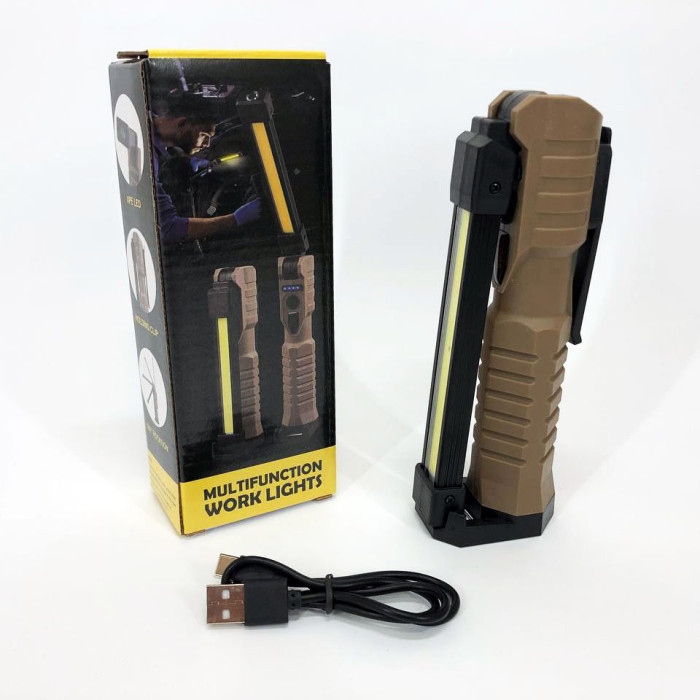 Світлодіодний ліхтар Power Bank кемпінг WL-08 XPE+COB, червоний+білий+жовтий, магніт, гачок