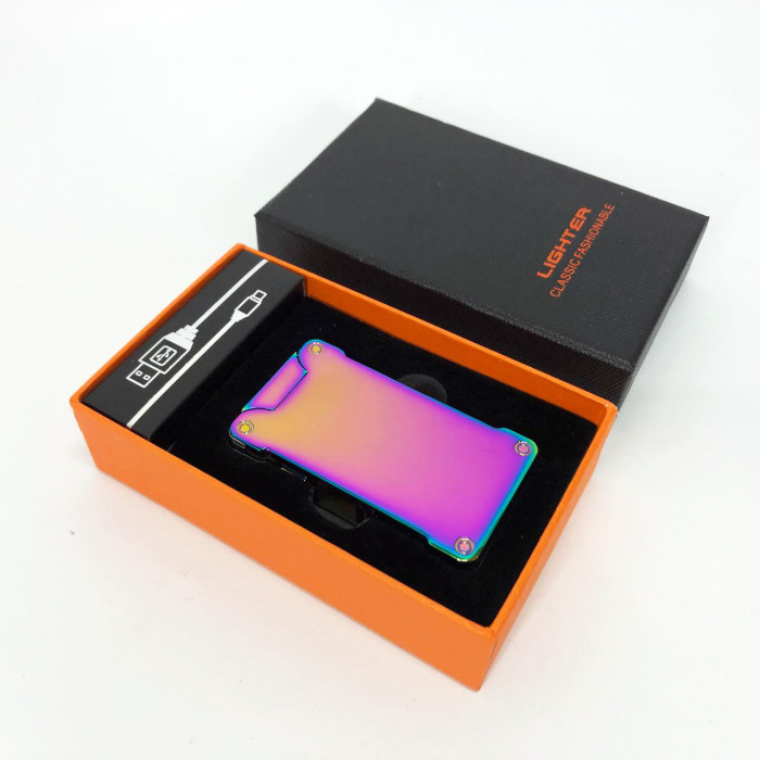 Дугова електроімпульсна запальничка із USB-зарядкою ліхтариком LIGHTER HL-437. Колір: хамелеон
