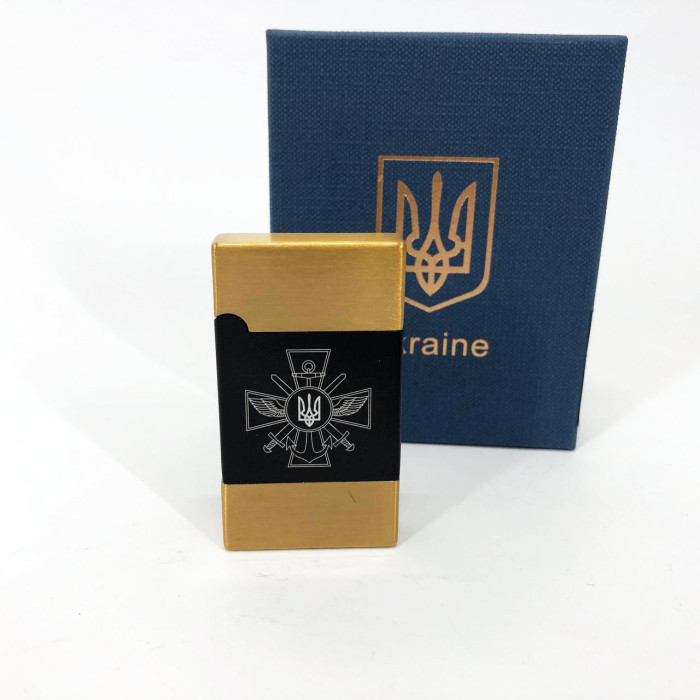 Запальничка газова Україна (Подарунка, турбо полум'я) HL-393-1. Колір: золото
