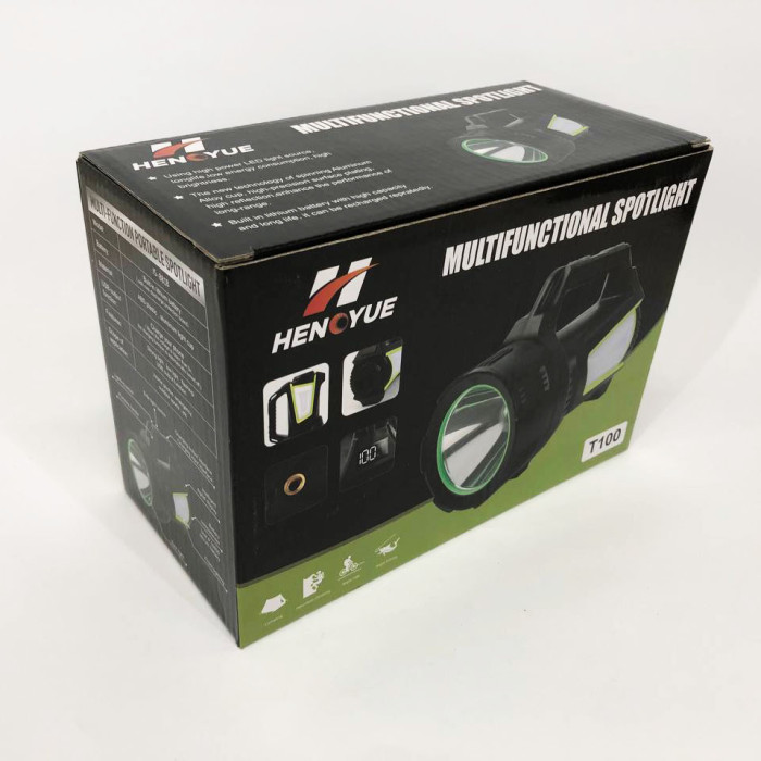 Ліхтар кемпінг переносний T100A-10W+2COB з бічними LED white/red/blue, Акумуляторна лампа для кемпінгу