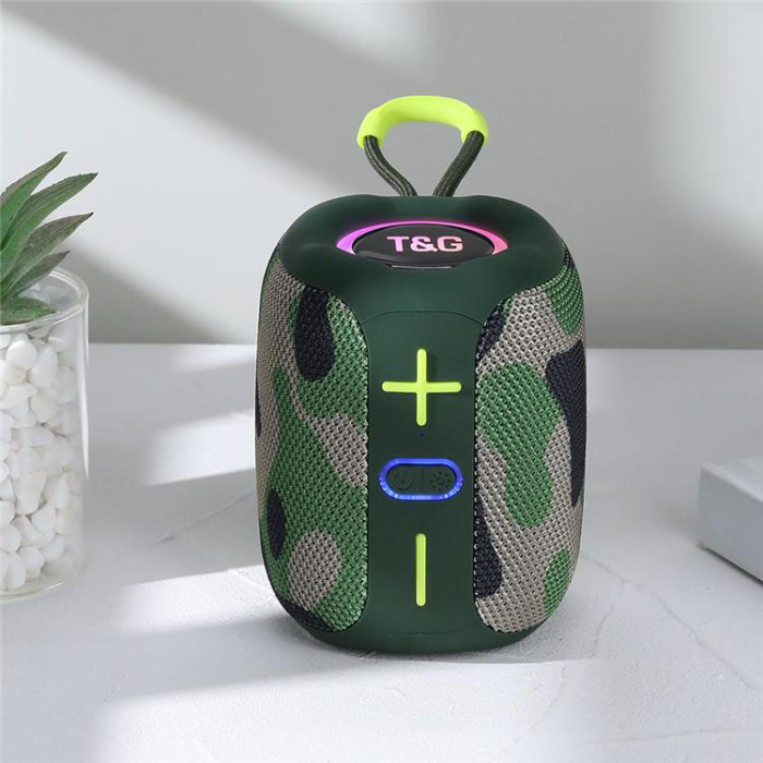 Портативна Bluetooth колонка TG658 8W з RGB підсвічуванням, Гучна блютуз колонка. Колір: камуфляж