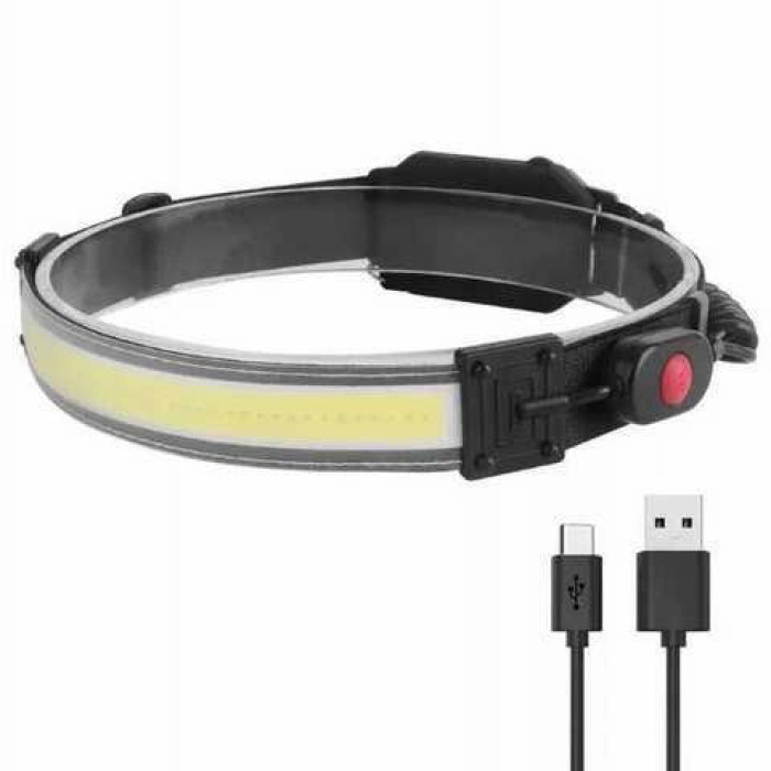 Ліхтарик налобний м'який акумуляторний XQ-T1C USB з червоними задніми вогнями, ліхтар на голову для риболовлі