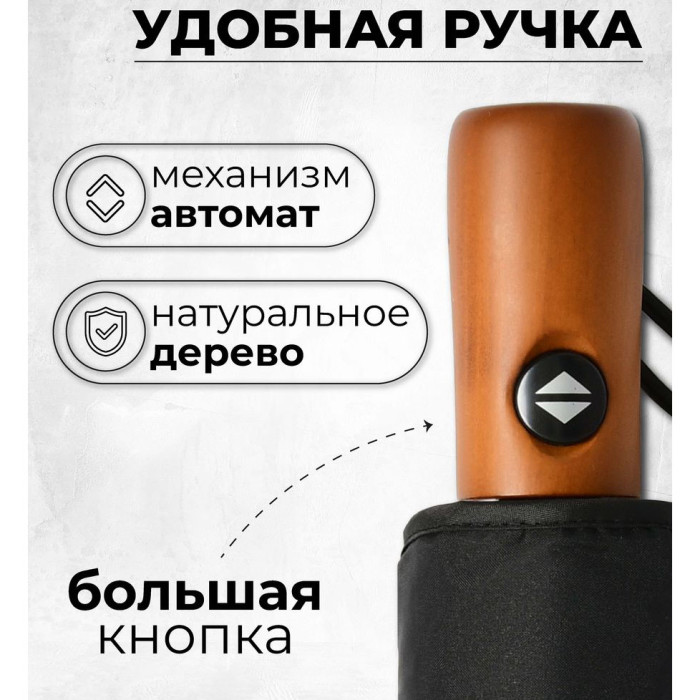 Парасолька преміум - Автоматична, чоловіча укріплена парасолька з дерев'яною ручкою.