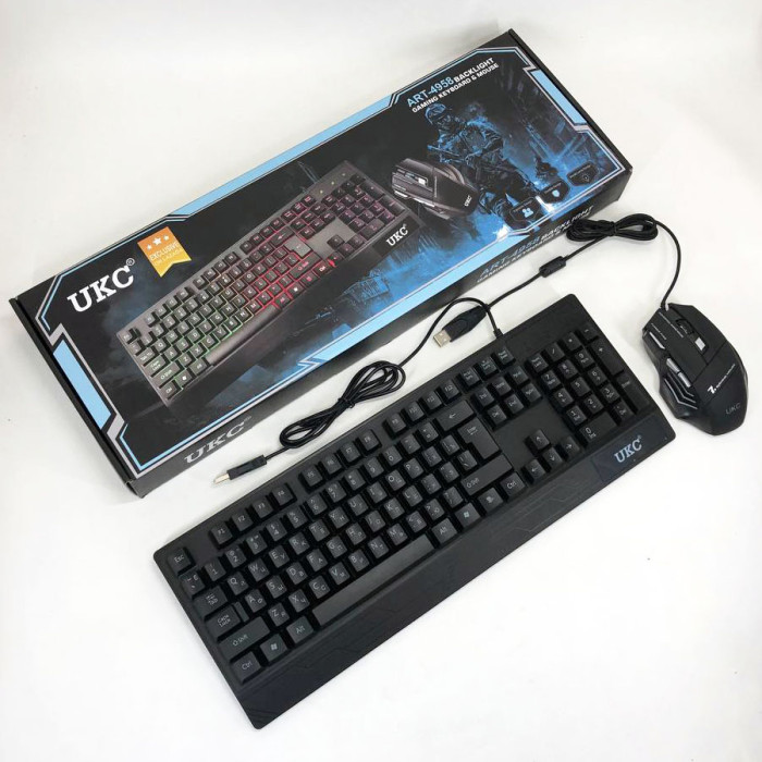 Клавіатура+мишка UKC з LED підсвічуванням від USB M-710, клавіатура ігрова з підсвічуванням та мишкою