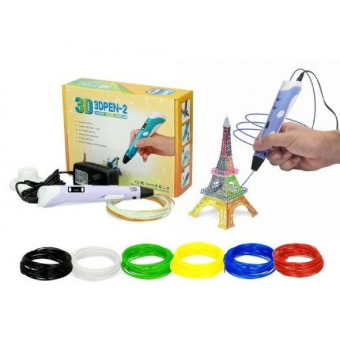 3D ручка Smart 3D Pen 2 c LCD дисплеєм, Ручка для об'ємного малювання, Дитяча 3д ручка. Колір: фіолетовий