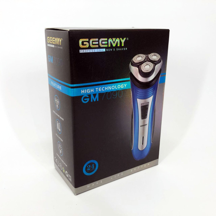 Електробритва GEEMY GM-7090 3 в 1 тример, бездротова електробритва, Тример для вусів. Колір: синій