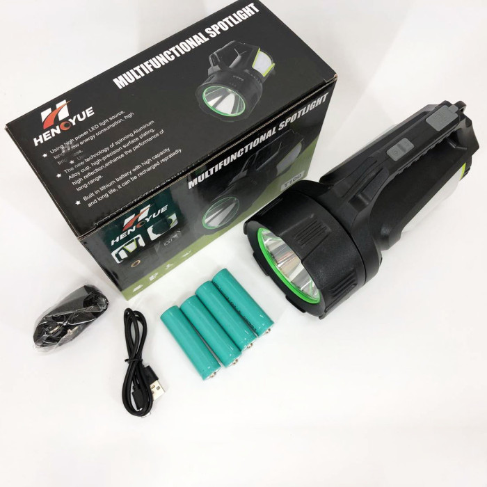Ліхтар кемпінг переносний T100A-10W+2COB з бічними LED white/red/blue, Акумуляторна лампа для кемпінгу