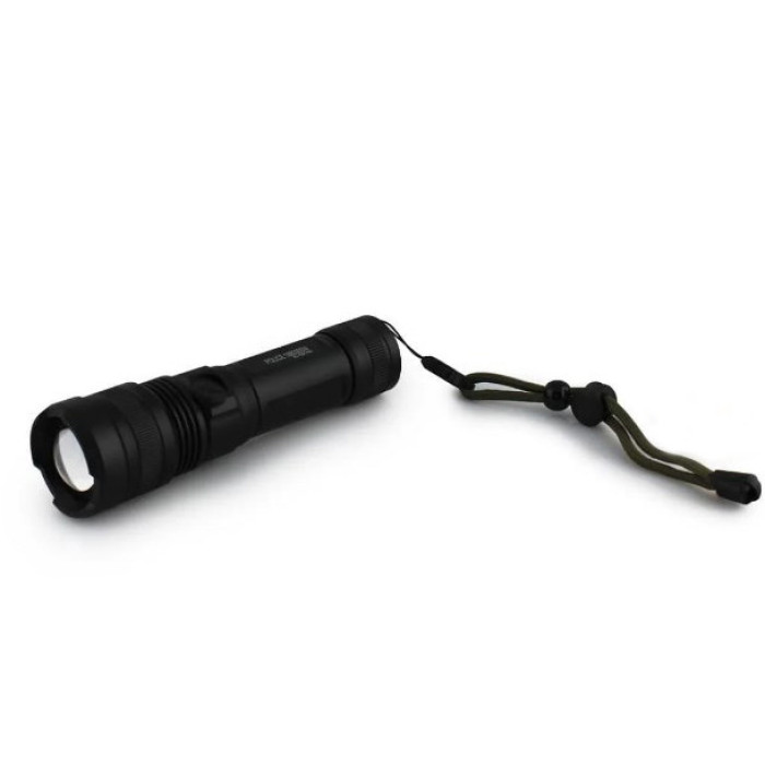 Ручний акумуляторний світлодіодний ліхтар Police X-Balog BL-1827-P90 переносний з USB заряджанням оптичним зумом і металевим корпусом + ремінець на руку
