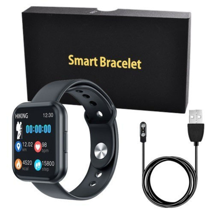 Смарт-годинник Smart Watch T88 Спортивний з пульсометром, тонометром, два браслети. Колір: чорний
