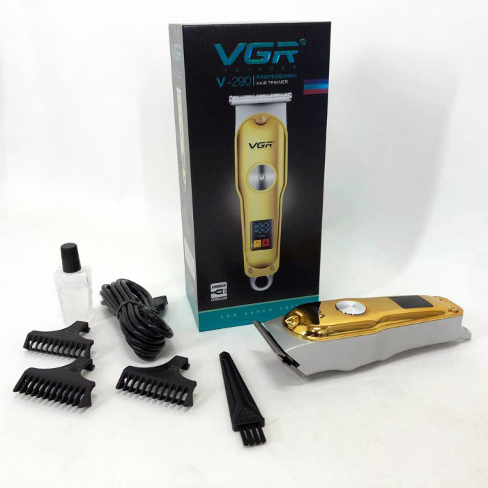 Тример для волосся та бороди VGR V-290 LED Display 3 насадки, машинка для стрижки волосся домашня