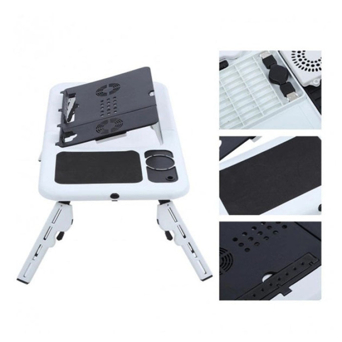 Складаний столик для ноутбука LD-09 E-Table, столик з охолодженням 2 USB кулера, Стіл підставка з вентиляцією