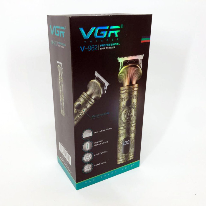 Акумуляторна машинка для стрижки волосся VGR V-962 тример для бороди та вусів з насадками 1-7 мм
