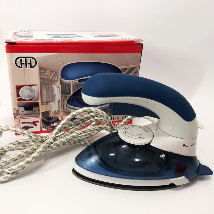 Відпарювач Mini Steam Iron HT-558B, Праска електрична парова, Парова праска для одягу. Колір: синій
