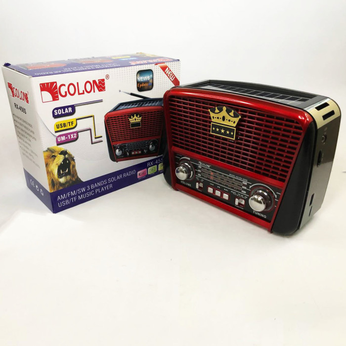 Радіоприймач Golon RX-455S USB / акумулятор сонячна панель, Радіоприймач з гарним прийомом для дачі