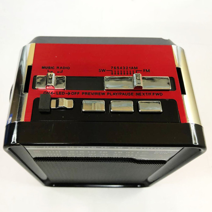 Радіоприймач GOLON RX-9100 USB+SD Радіо з ліхтарем, Ретро радіо, FM передавач. Колір: червоний