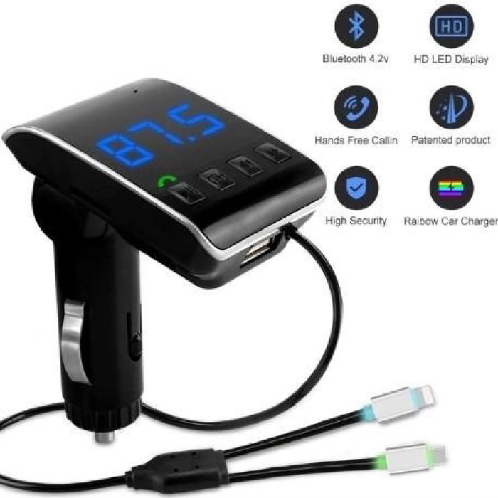 FM модулятор HZ H22 BT для авто з Bluetooth, Авто трансмітер від прикурювача, Bluetooth фм передавач