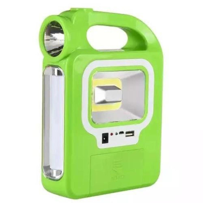 Ліхтар кемпінг переносний 6399А - LED+COB, power bank, 2x18650, сонячна батарея. Колір: зелений