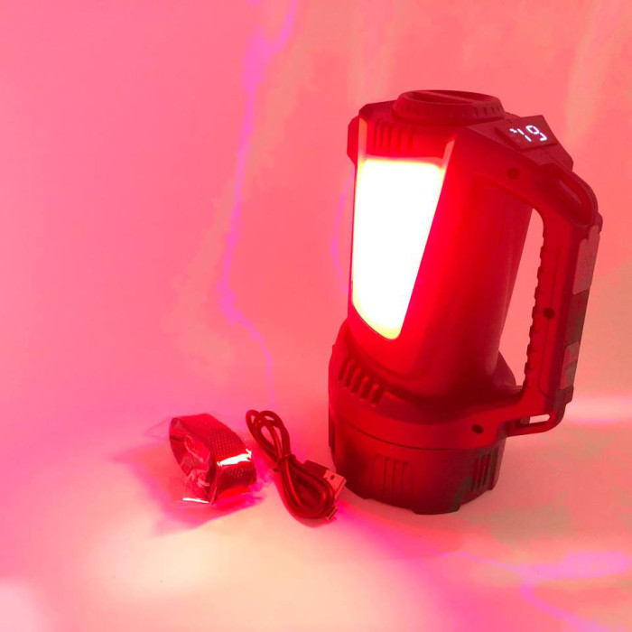 Ліхтар кемпінг переносний T100A-10W+2COB з бічними LED white/red/blue, Акумуляторна лампа для кемпінгу