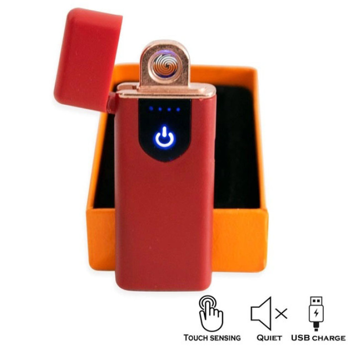 Електрозапальничка USB ZGP ABS, сенсорна електрична запальничка спіральна. Колір: червоний