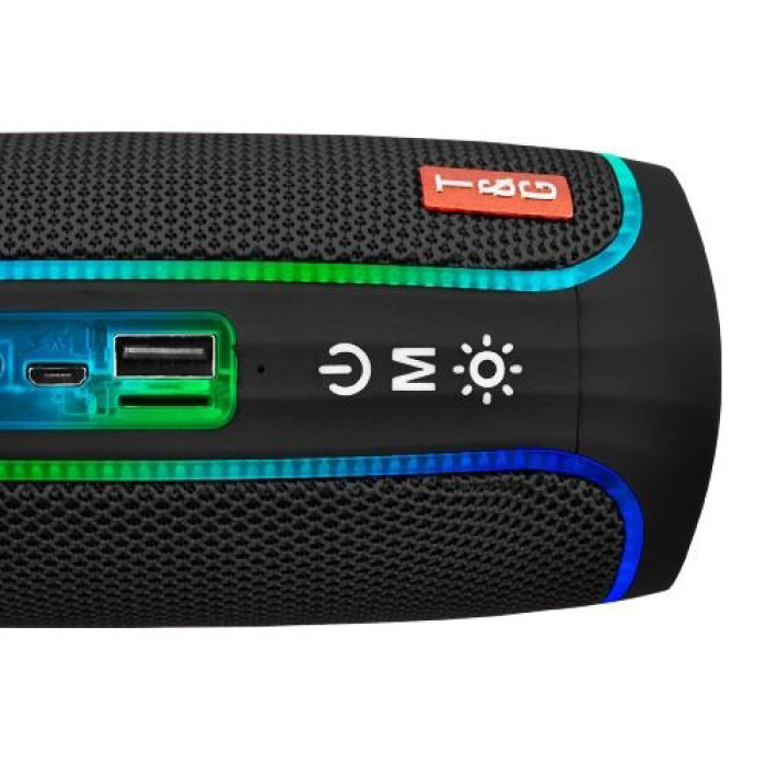Портативна колонка Bluetooth з LED підсвічуванням TG288, акумуляторна колонка для музики. Колір: чорний