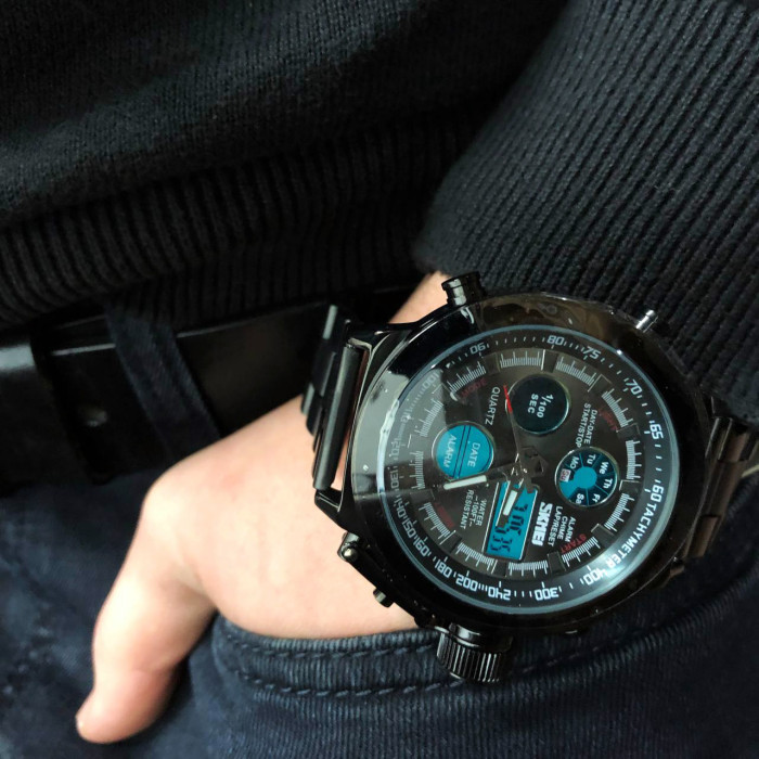 Годинник наручний чоловічий SKMEI 1515BK BLACK, годинник наручний електронний тактичний. Колір: чорний