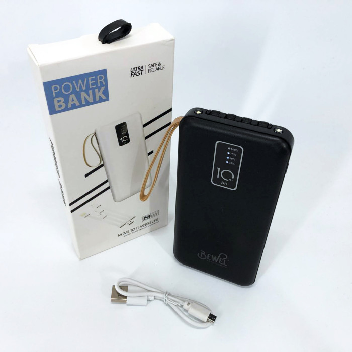 Power Bank зарядний пристрій на сонячній батареї 10000mAh з індикатором заряду. Колір: чорний