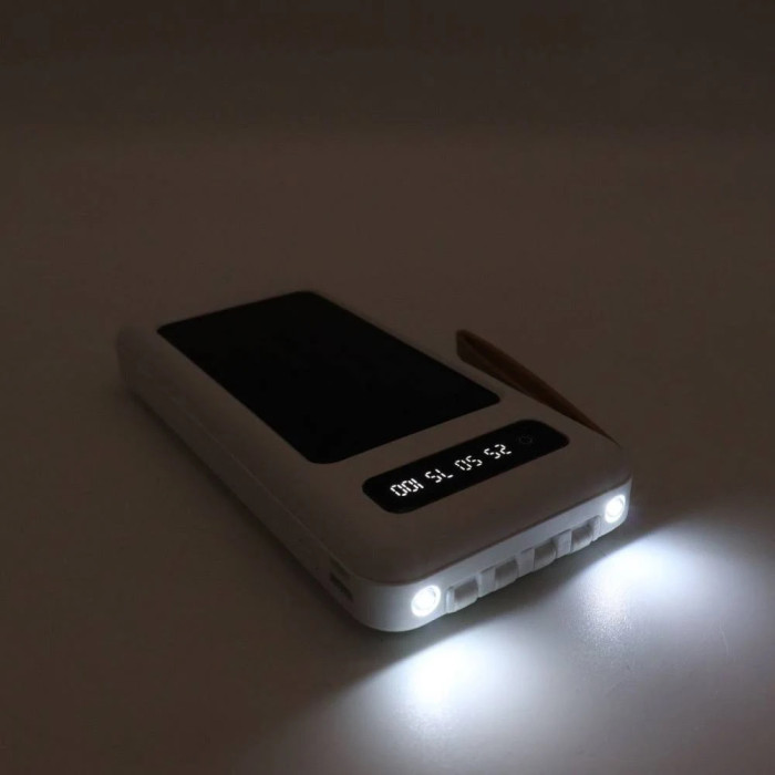 Power Bank Solar Smart 1015 зарядний пристрій на сонячній батареї 20000mAh з індикатором заряду Білий