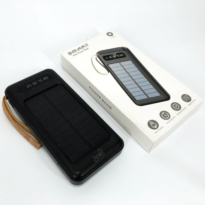 Power Bank Solar Smart 1015 зарядний пристрій на сонячній батареї 20000mAh з індикатором заряду Чорний