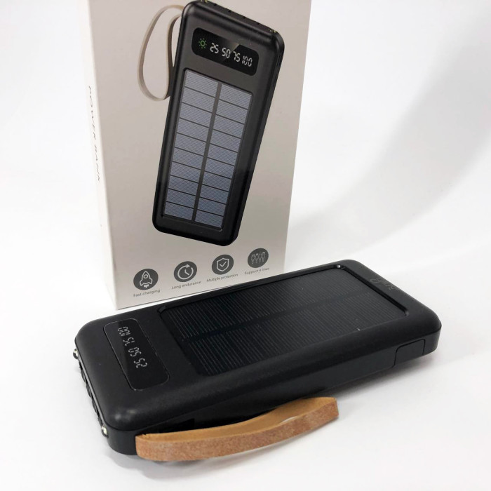 Power Bank Solar Smart 1015 зарядний пристрій на сонячній батареї 20000mAh з індикатором заряду Чорний