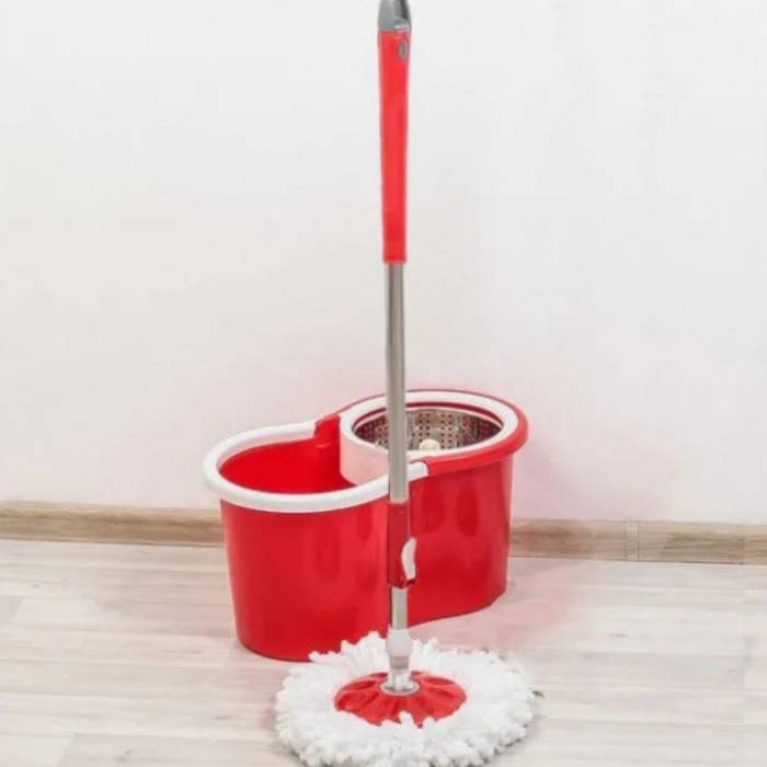 Універсальна швабра з віджимом-центрифугою та відром Easy Mop Кругла Швабра. Колір: червоний