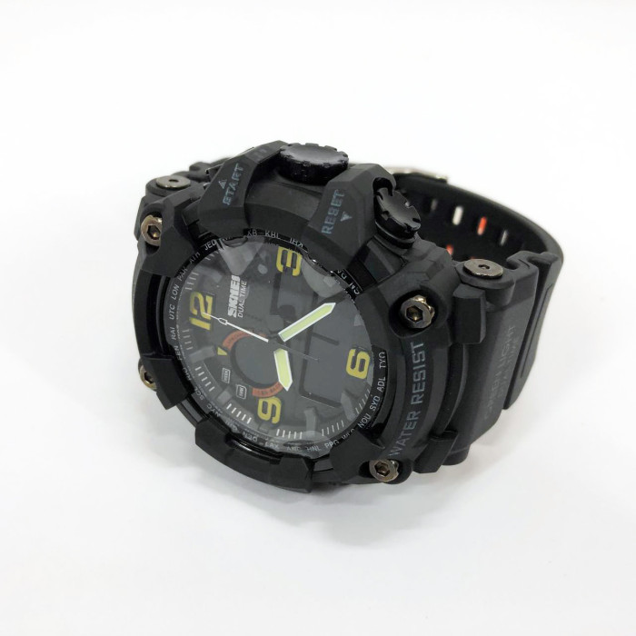 Годинник наручний чоловічий SKMEI 1520BK BLACK, армійський годинник протиударний. Колір: чорний