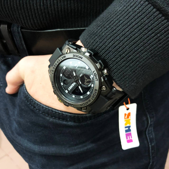 Годинник наручний чоловічий SKMEI 2031BK BLACK, чоловічий тактичний годинник, протиударний годинник. Колір: чорний