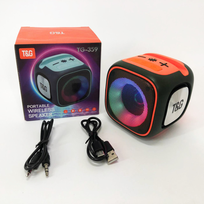 Портативна Bluetooth колонка TG359 7W з підсвічуванням RGB, акумуляторна колонка для музики. Колір: зелений