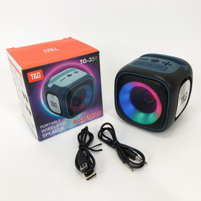 Портативна Bluetooth колонка TG359 7W з RGB підсвічуванням, гучна колонка для вечірки. Колір: чорний