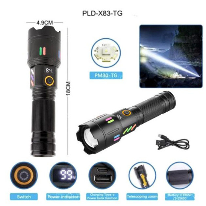 Ліхтар NIGHT VISION FLUORESCENCE X83 WHITE LASER PM30-TG, світлодіодний ручний акумуляторний портативний
