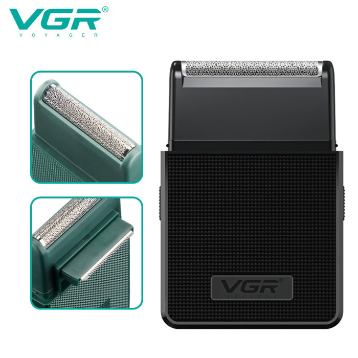 Електробритва VGR V-376 BLACK шейвер, Бюджетна машинка для стрижки бороди, Бездротова електробритва