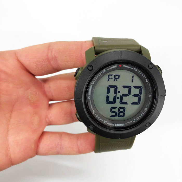 Годинник наручний чоловічий SKMEI 2122AGWT ARMY GREEN-WHITE, армійський годинник протиударний. Колір: зелений