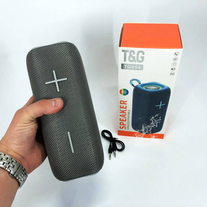 Портативна колонка Bluetooth TG654 8W з підсвічуванням, Бездротова колонка портативна потужна. Колір: сірий