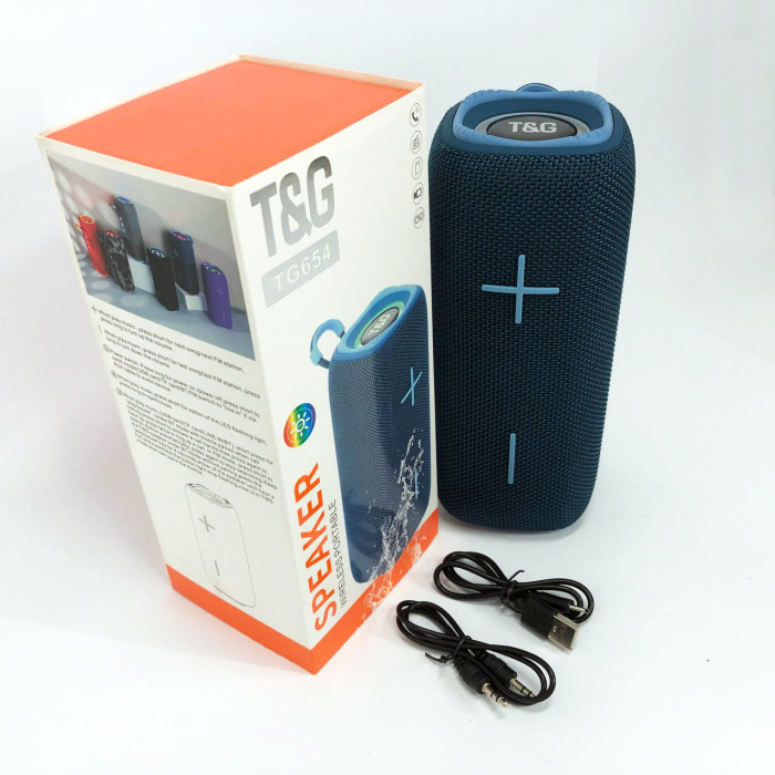 Портативна колонка Bluetooth TG654 8W з підсвічуванням, Акумуляторна колонка для музики. Колір: синій