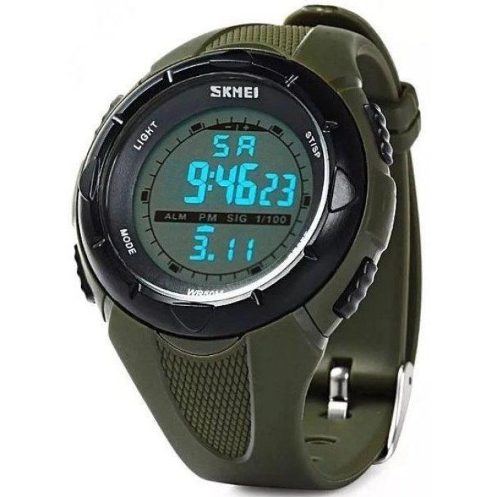 Чоловічий годинник Skmei 1025AG ARMY GREEN, армійський годинник протиударний. Колір: зелений