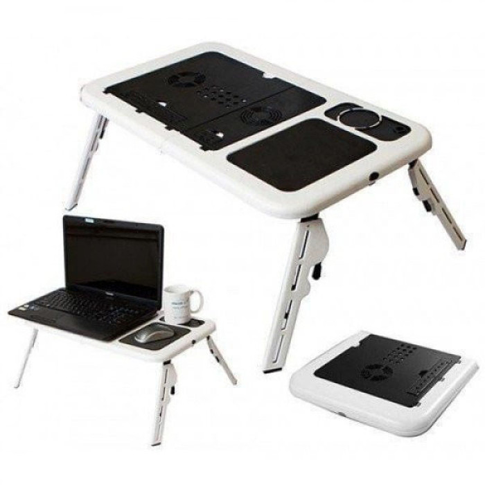 Складаний столик для ноутбука LD-09 E-Table, столик з охолодженням 2 USB кулера, Стіл підставка з вентиляцією