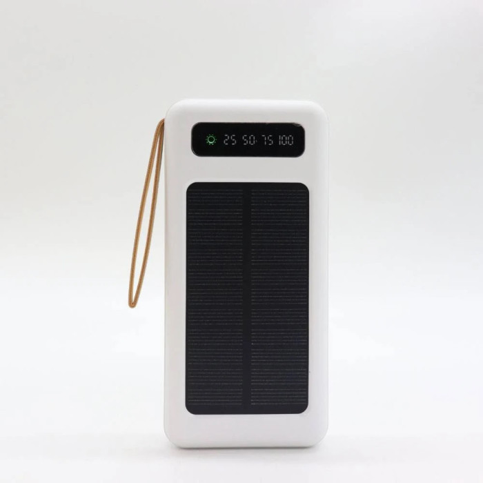 Power Bank Solar Smart 1015 зарядний пристрій на сонячній батареї 20000mAh з індикатором заряду Білий