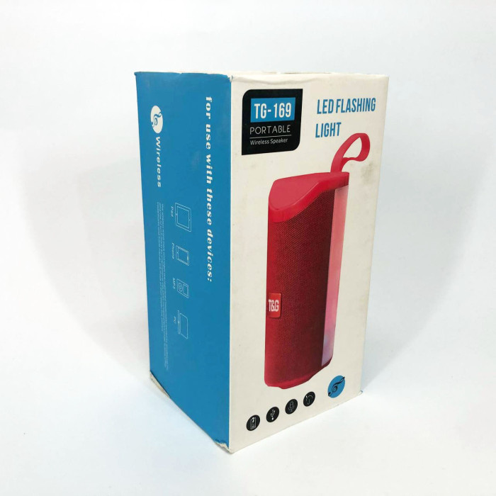 Портативна Bluetooth колонка TG169 з різнокольоровим підсвічуванням FM-радіо 5Wx2. Колір: синій