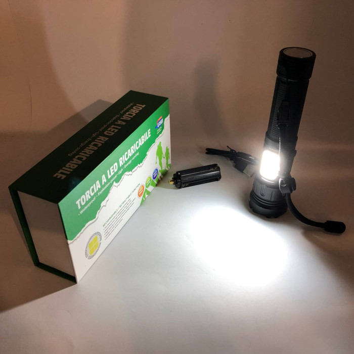 Ліхтар ручний WH01-L2-COB power bank, Ліхтарик світлодіодний ручний акумуляторний портативний