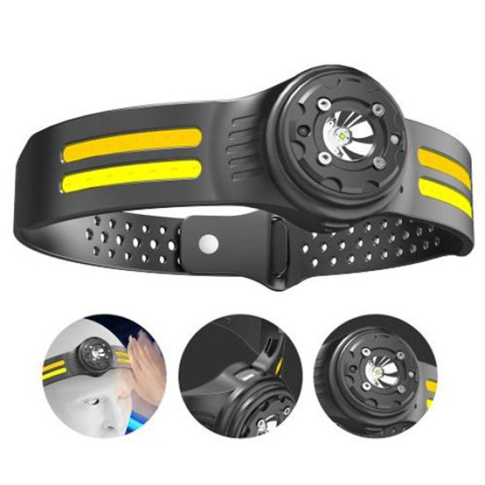 Ліхтар налобний T134-XPE-4COB (white+yellow+red) Motion Sensor, налобний ліхтарик із usb зарядкою