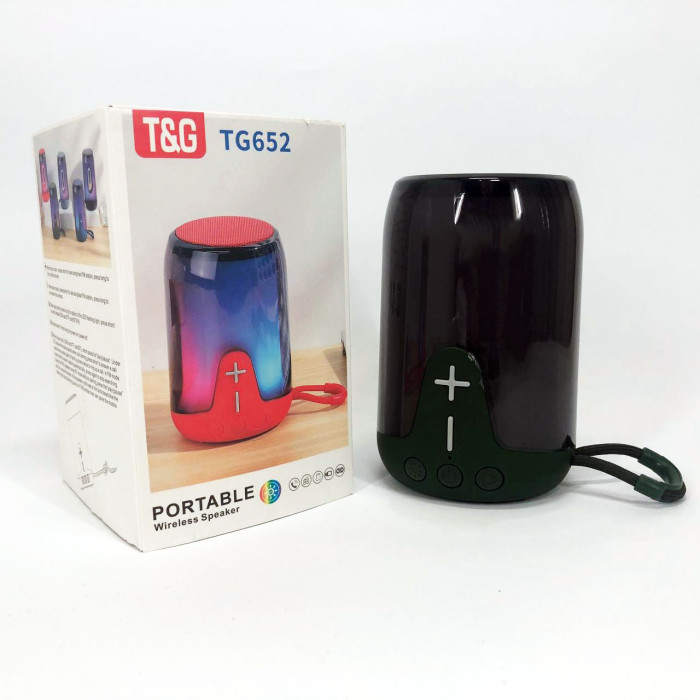 Портативна колонка TG652 5W з RGB підсвічуванням та ремінцем, колонка з акумулятором блютуз. Колір: зелений