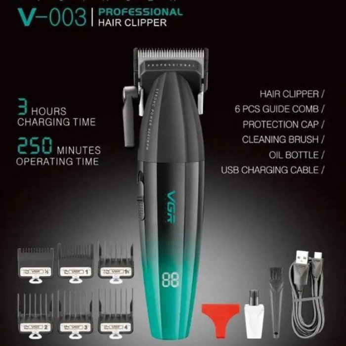Машинка для стрижки волосся акумуляторна Professional Turbo з різними насадками VGR V-003
